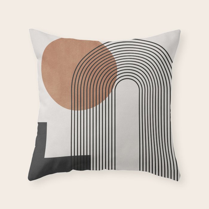 Mid Century Abstract Geometric 5 Throw Pillow Gallery Image 1