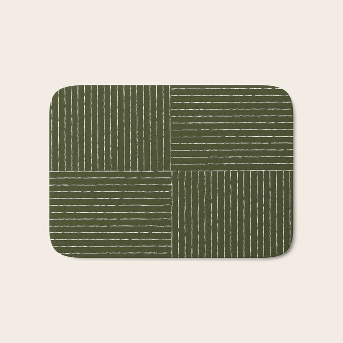 Lines III (Olive Green) Bath Mat Gallery Image 1