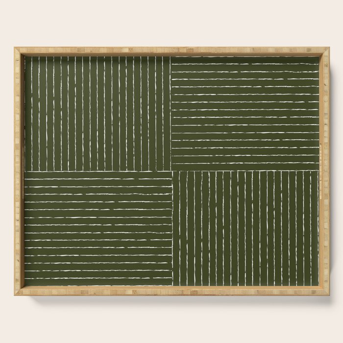 Lines III (Olive Green) Serving Tray Gallery Image 1