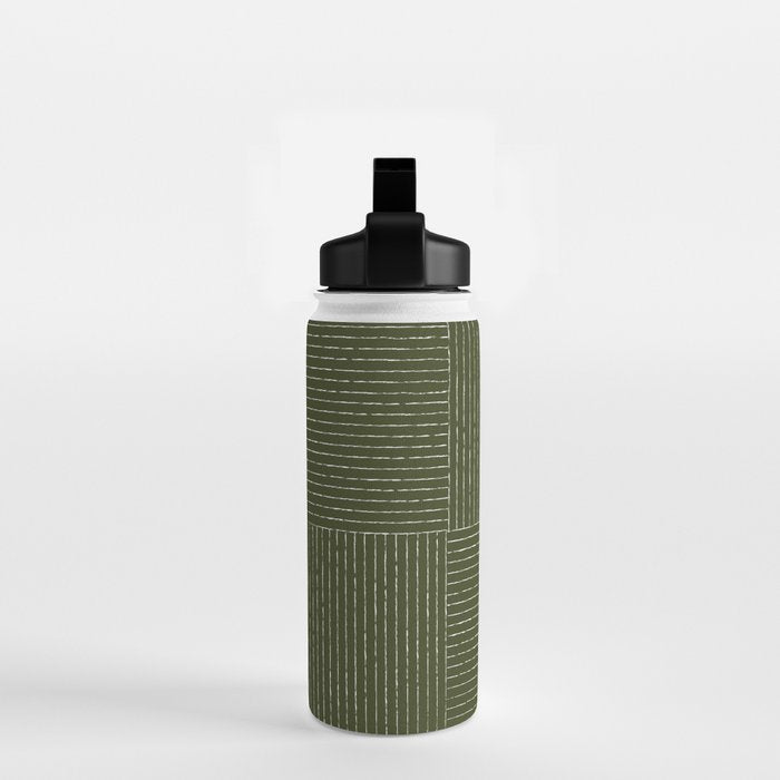 Lines III (Olive Green) Water Bottle Gallery Image 2