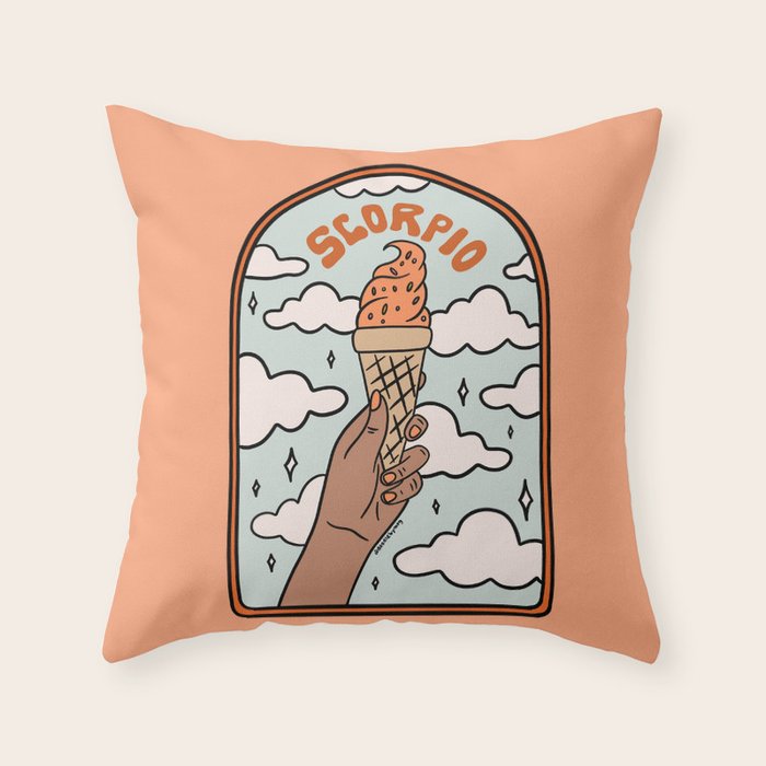 Scorpio Ice Cream Throw Pillow Gallery Image 1