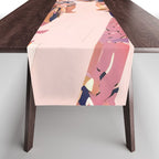 Cycling Joy Series 01: Into The Lilac Sunset, Couple Love Companion Friends, Eclectic Pastel Landscape Romantic, Scenic Outdoors Evening Painting Table Runner Gallery Image 1