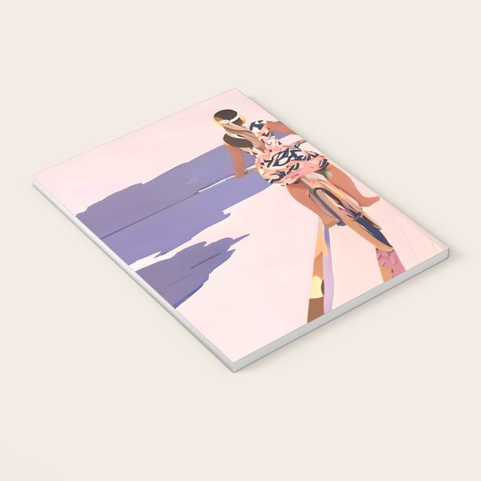 Cycling Joy Series 01: Into The Lilac Sunset, Couple Love Companion Friends, Eclectic Pastel Landscape Romantic, Scenic Outdoors Evening Painting Notebook Gallery Image 3
