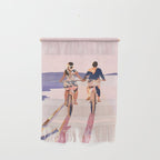 Cycling Joy Series 01: Into The Lilac Sunset, Couple Love Companion Friends, Eclectic Pastel Landscape Romantic, Scenic Outdoors Evening Painting Wall Hanging Gallery Image 1
