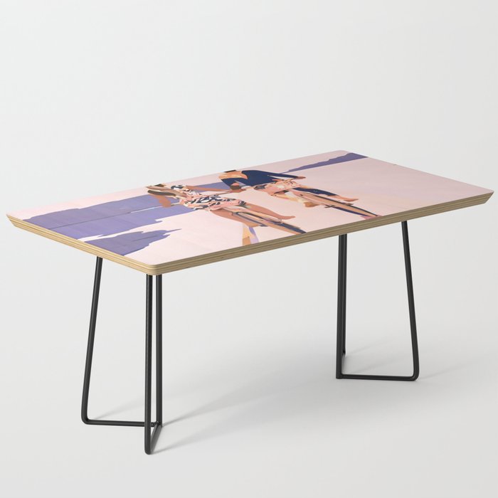 Cycling Joy Series 01: Into The Lilac Sunset, Couple Love Companion Friends, Eclectic Pastel Landscape Romantic, Scenic Outdoors Evening Painting Coffee Table Gallery Image 1