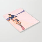 Cycling Joy Series 01: Into The Lilac Sunset, Couple Love Companion Friends, Eclectic Pastel Landscape Romantic, Scenic Outdoors Evening Painting Notebook Gallery Image 2