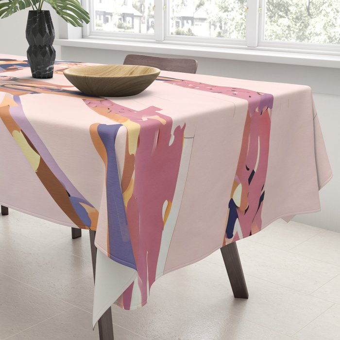 Cycling Joy Series 01: Into The Lilac Sunset, Couple Love Companion Friends, Eclectic Pastel Landscape Romantic, Scenic Outdoors Evening Painting Tablecloth Gallery Image 3