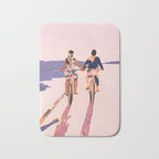 Cycling Joy Series 01: Into The Lilac Sunset, Couple Love Companion Friends, Eclectic Pastel Landscape Romantic, Scenic Outdoors Evening Painting Bath Mat Gallery Image 1