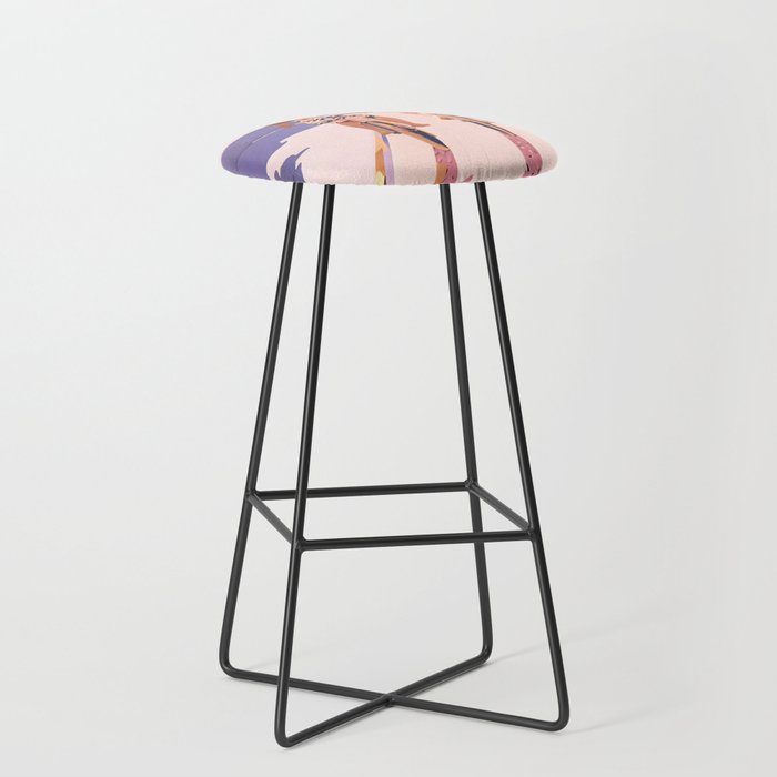 Cycling Joy Series 01: Into The Lilac Sunset, Couple Love Companion Friends, Eclectic Pastel Landscape Romantic, Scenic Outdoors Evening Painting Stool Gallery Image 1