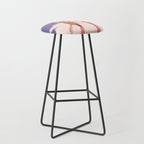 Cycling Joy Series 01: Into The Lilac Sunset, Couple Love Companion Friends, Eclectic Pastel Landscape Romantic, Scenic Outdoors Evening Painting Stool Gallery Image 1