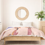 Cycling Joy Series 01: Into The Lilac Sunset, Couple Love Companion Friends, Eclectic Pastel Landscape Romantic, Scenic Outdoors Evening Painting Duvet Cover Gallery Image 3