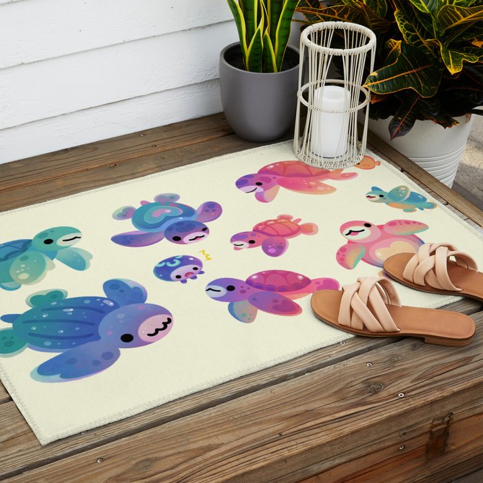 Sea turtle - bright Outdoor Rug Gallery Image 2