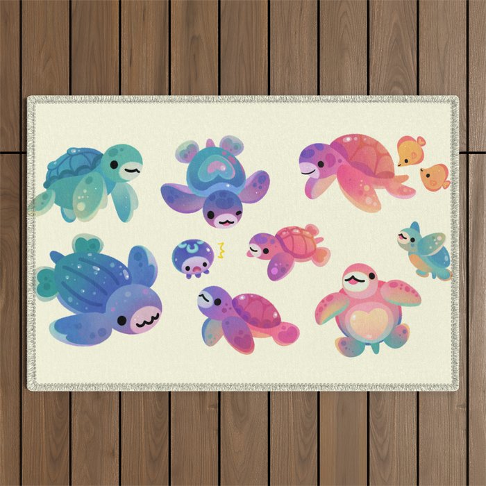 Sea turtle - bright Outdoor Rug Gallery Image 1