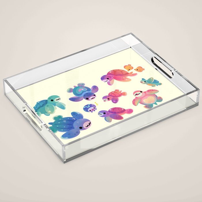 Sea turtle - bright Acrylic Tray Gallery Image 1