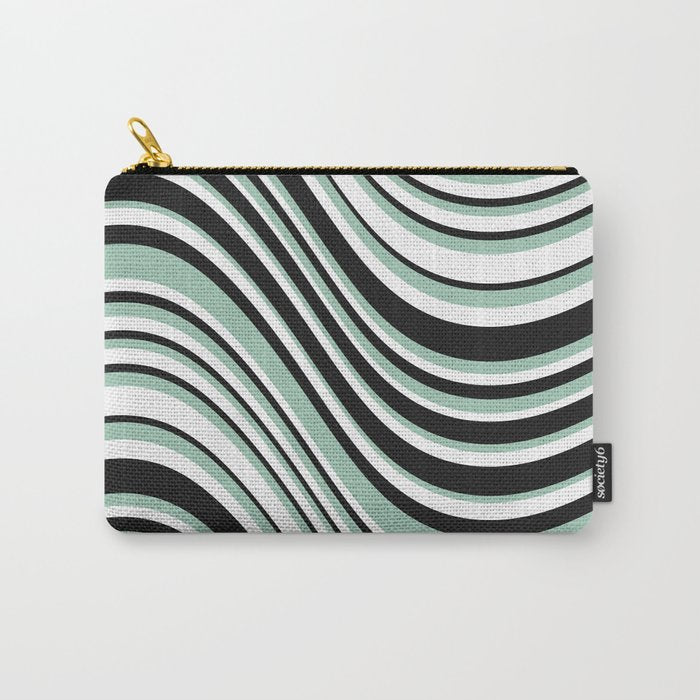 Wavy Stripes XII - Mint, Black and White Carry All Pouch Gallery Image 1