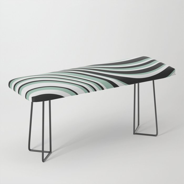 Wavy Stripes XII - Mint, Black and White Bench Gallery Image 1