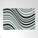Wavy Stripes XII - Mint, Black and White Welcome Mat Gallery Image 1