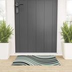 Wavy Stripes XII - Mint, Black and White Welcome Mat Gallery Image 3