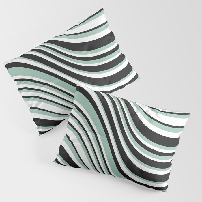 Wavy Stripes XII - Mint, Black and White Pillow Sham Gallery Image 3