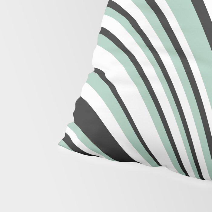 Wavy Stripes XII - Mint, Black and White Pillow Sham Gallery Image 4