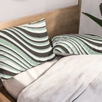 Wavy Stripes XII - Mint, Black and White Pillow Sham Gallery Image 2