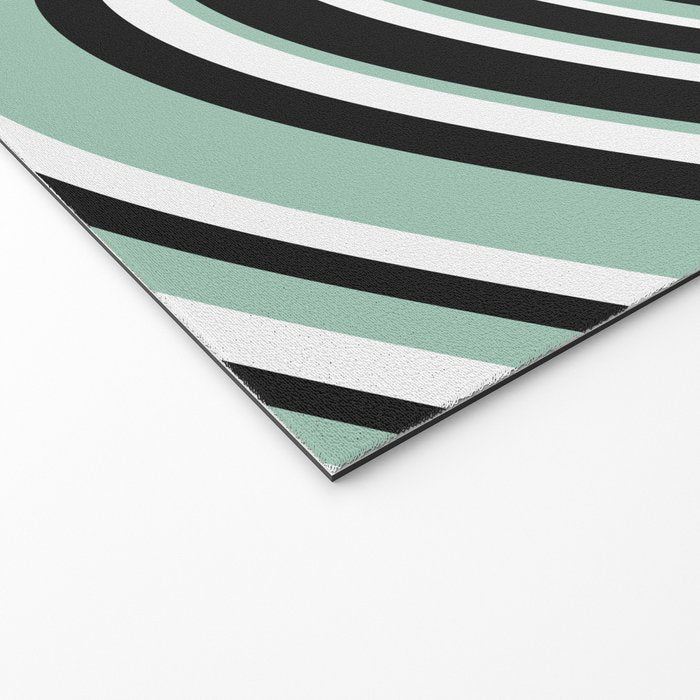 Wavy Stripes XII - Mint, Black and White Welcome Mat Gallery Image 2