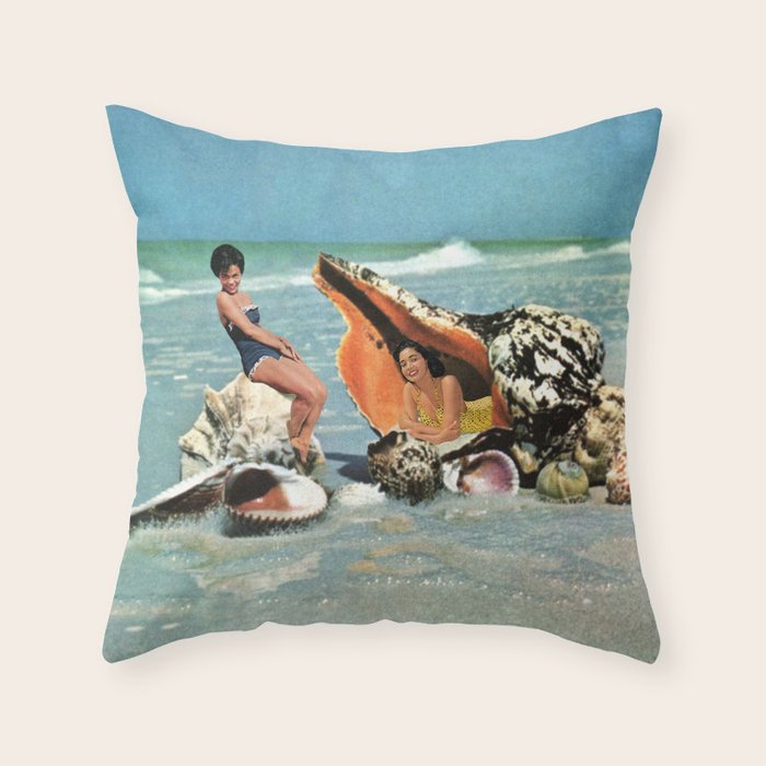 Greetings from Seashells! Throw Pillow Gallery Image 1