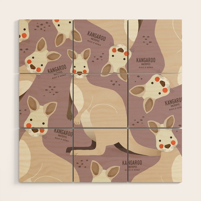 Kangaroo, Wildlife of Australia Wood Wall Art Gallery Image 1