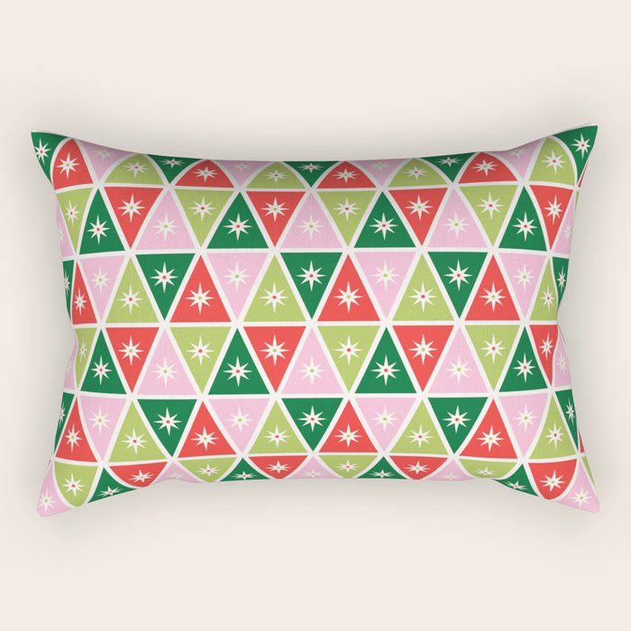 Retro Christmas Triangles Rectangular Pillow Gallery Image 1