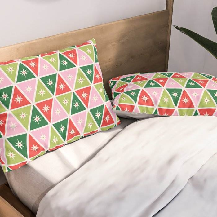 Retro Christmas Triangles Pillow Sham Gallery Image 2