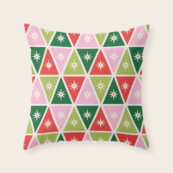 Retro Christmas Triangles Throw Pillow Gallery Image 6