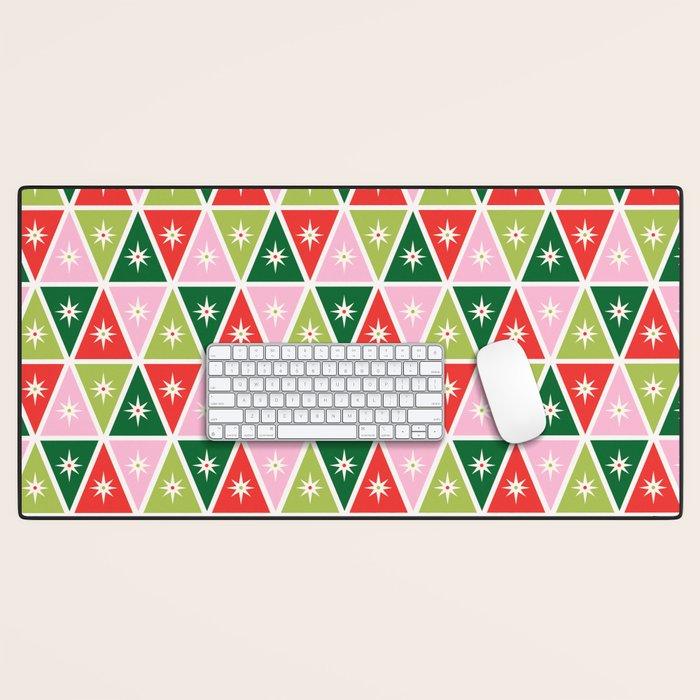 Retro Christmas Triangles Desk Mat Gallery Image 1