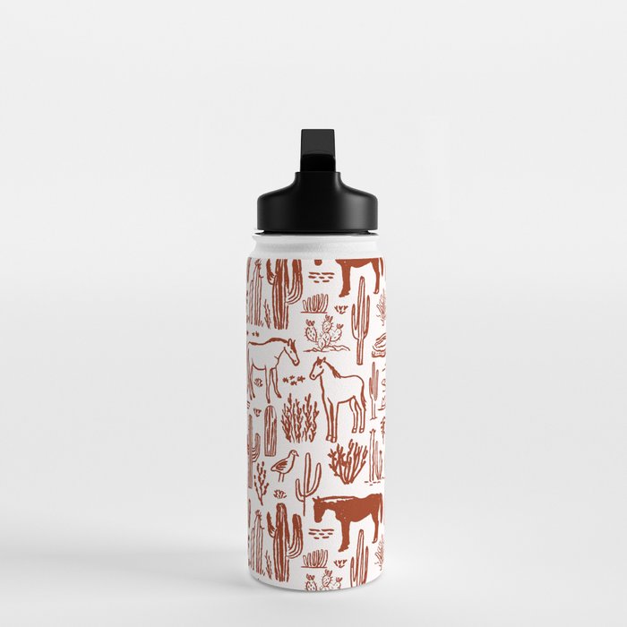 Western Desert Pattern Cowboy Horses Cactus Southwest Ranch Water Bottle Gallery Image 3