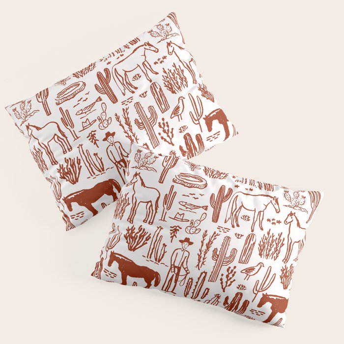 Western Desert Pattern Cowboy Horses Cactus Southwest Ranch Pillow Sham Gallery Image 3
