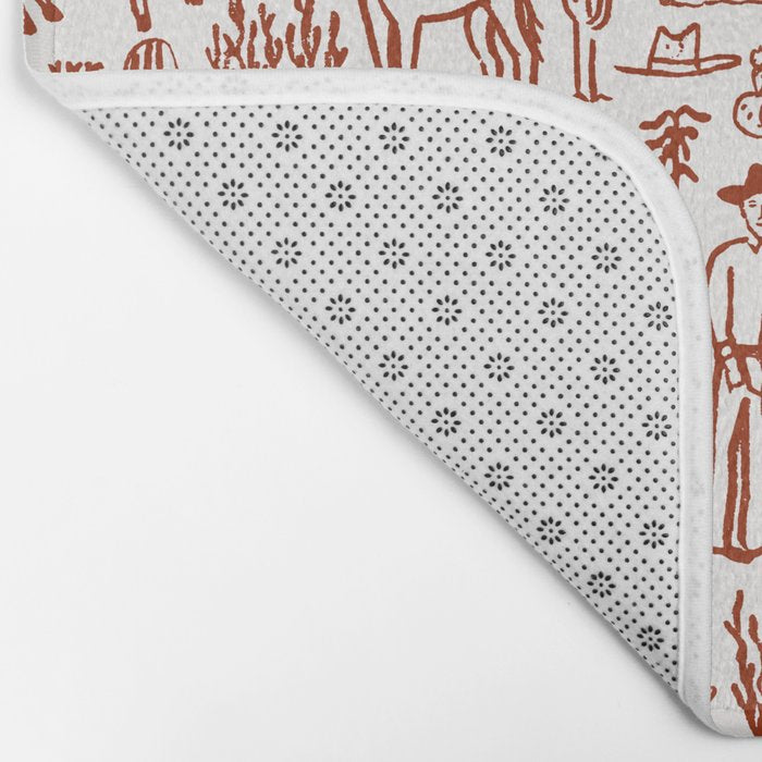 Western Desert Pattern Cowboy Horses Cactus Southwest Ranch Bath Mat Gallery Image 2