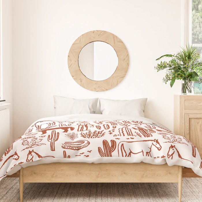 Western Desert Pattern Cowboy Horses Cactus Southwest Ranch Duvet Cover Gallery Image 3