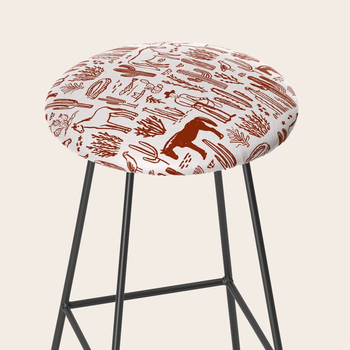 Western Desert Pattern Cowboy Horses Cactus Southwest Ranch Stool Gallery Image 2