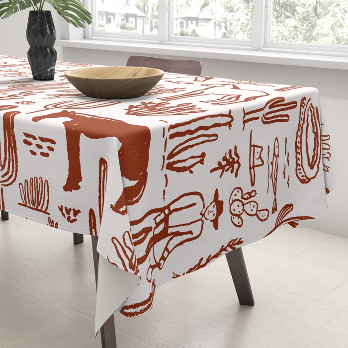 Western Desert Pattern Cowboy Horses Cactus Southwest Ranch Tablecloth Gallery Image 3