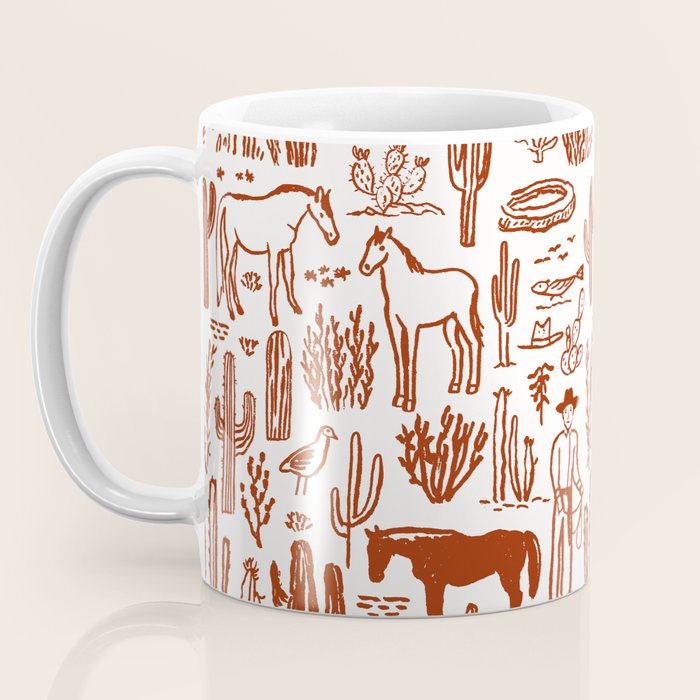 Western Desert Pattern Cowboy Horses Cactus Southwest Ranch Coffee Mug Gallery Image 3