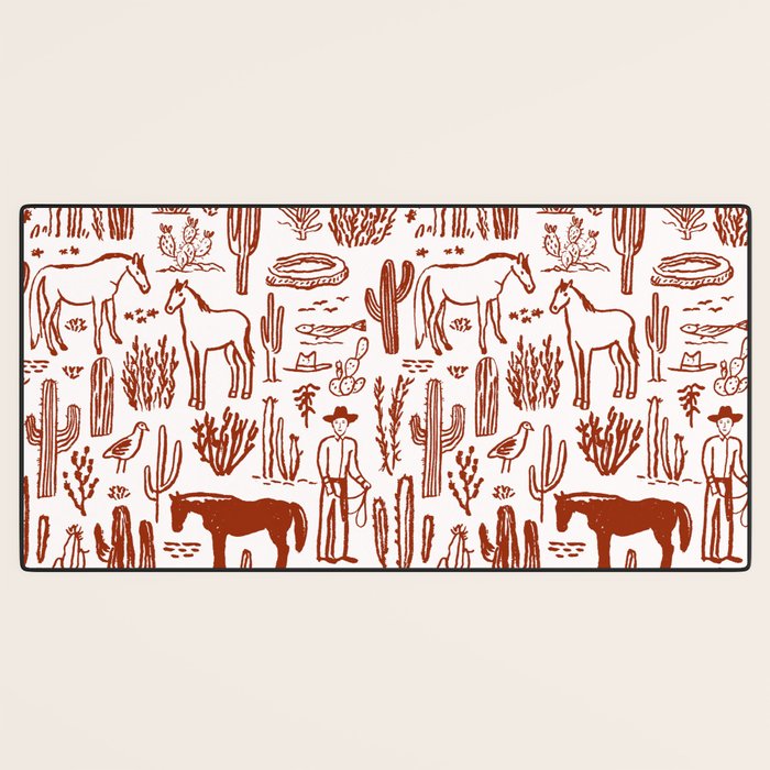 Western Desert Pattern Cowboy Horses Cactus Southwest Ranch Desk Mat Gallery Image 3