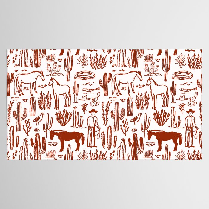 Western Desert Pattern Cowboy Horses Cactus Southwest Ranch Tablecloth Gallery Image 2