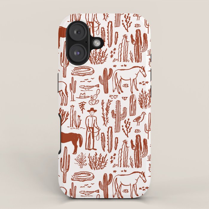 Western Desert Pattern Cowboy Horses Cactus Southwest Ranch iPhone Case Gallery Image 1
