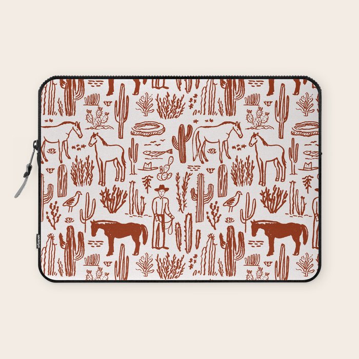 Western Desert Pattern Cowboy Horses Cactus Southwest Ranch Laptop Sleeve Gallery Image 1