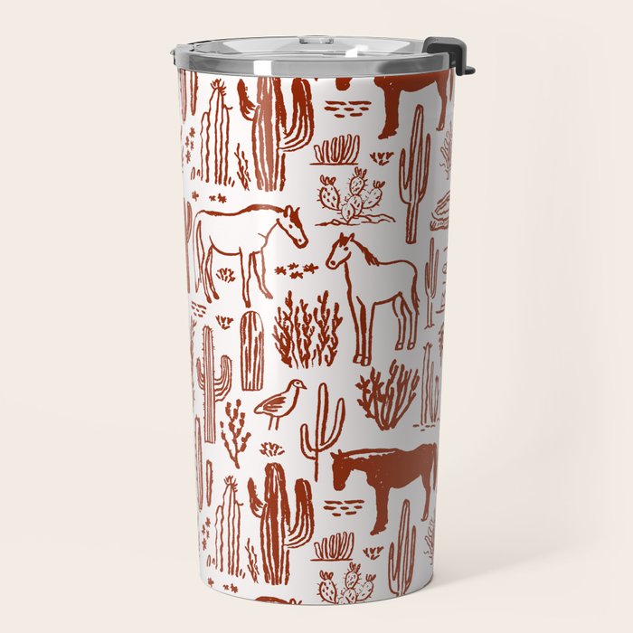 Western Desert Pattern Cowboy Horses Cactus Southwest Ranch Travel Mug Gallery Image 2