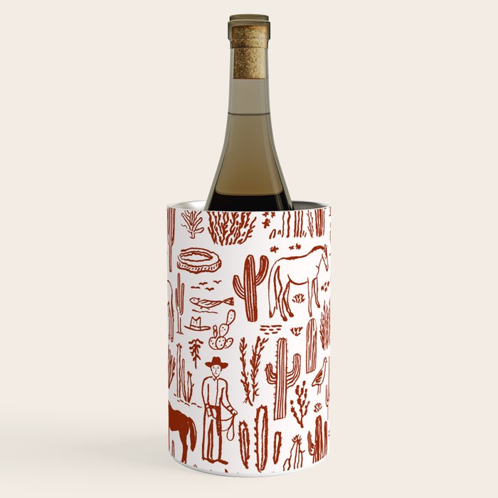 Western Desert Pattern Cowboy Horses Cactus Southwest Ranch Wine Chiller Gallery Image 1