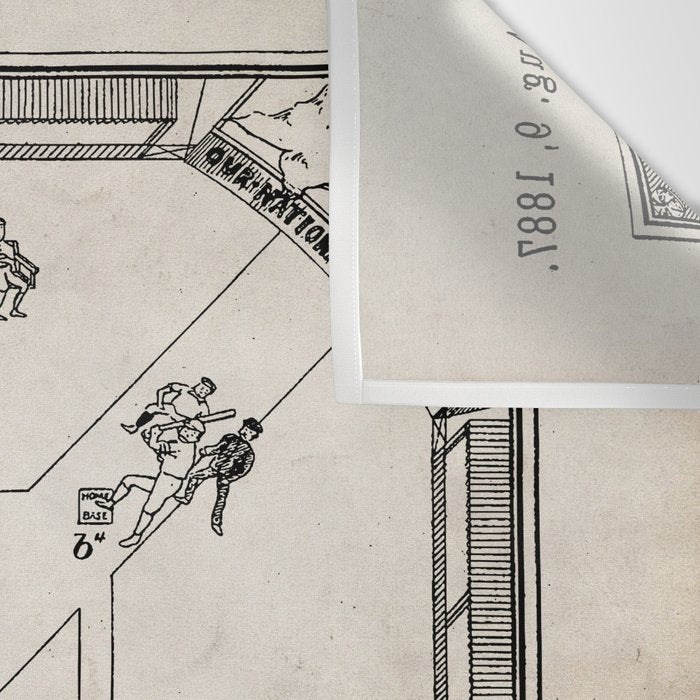 Baseball Patent - Sports Fan Softball Baseball Art - Antique Wall Tapestry Gallery Image 3
