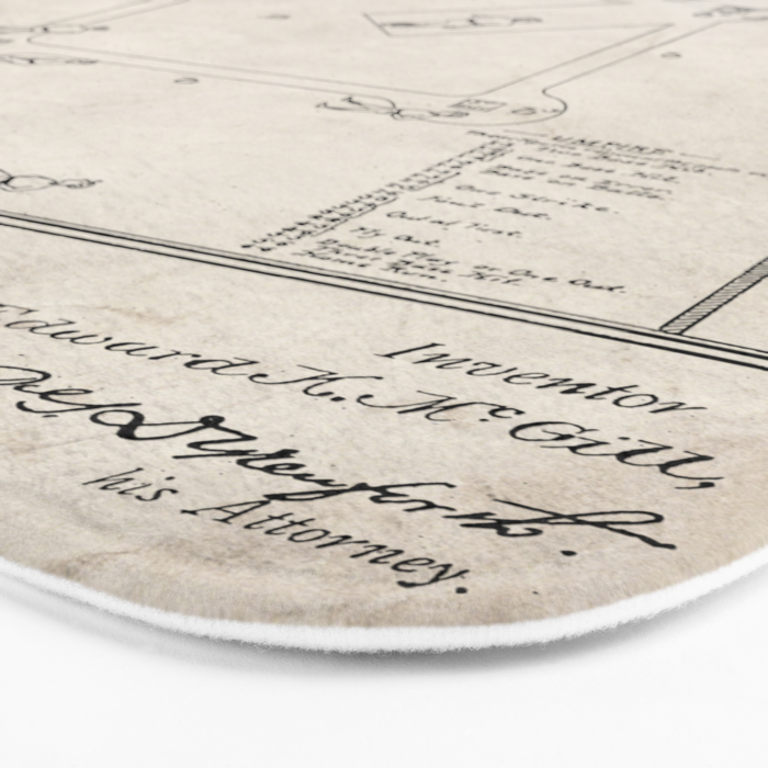 Baseball Patent - Sports Fan Softball Baseball Art - Antique Bath Mat Gallery Image 3