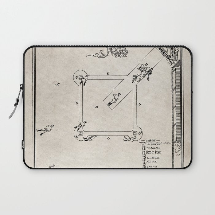 Baseball Patent - Sports Fan Softball Baseball Art - Antique Laptop Sleeve Gallery Image 1