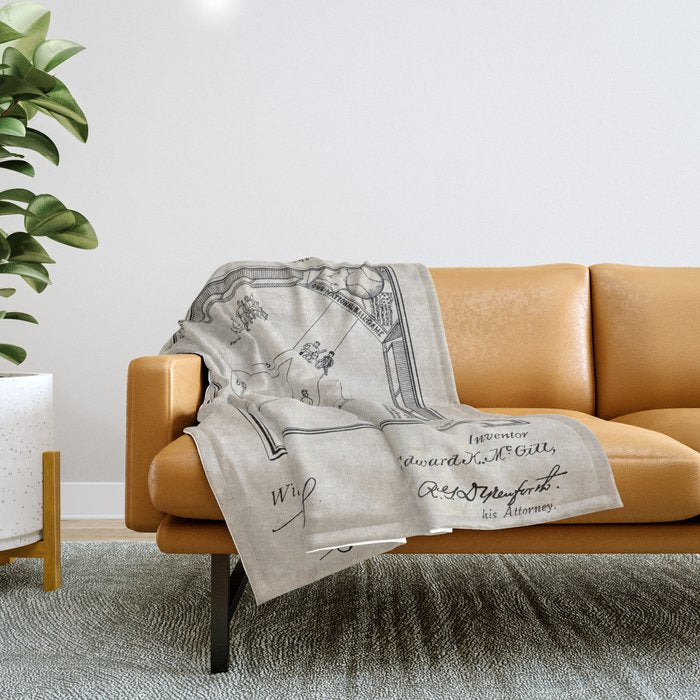 Baseball Patent - Sports Fan Softball Baseball Art - Antique Throw Blanket Gallery Image 1