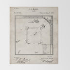 Baseball Patent - Sports Fan Softball Baseball Art - Antique Throw Blanket Gallery Image 2